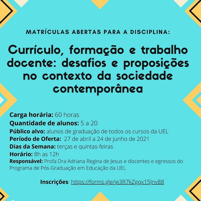 matricula disciplina curriculo formacao trabalho